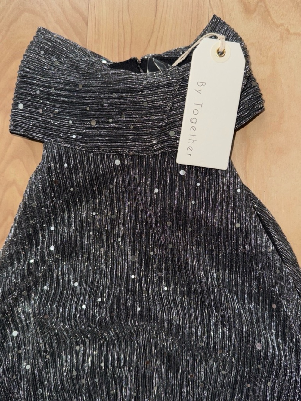 By Together Charcoal Sparkle Halter Jumpsuit - Picture 3 of 6